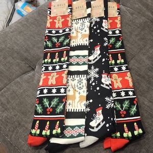 Holiday Socks Set - Black, Red, Green, Cream Knee High